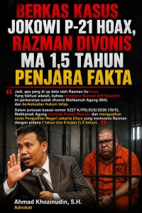 Soroti Putusan Kasasi MA 1,5 Tahun Penjara Razman, Ahmad Khozinudin Sebut Klaim Berkas Jokowi P-21 Hanya Hoaks!